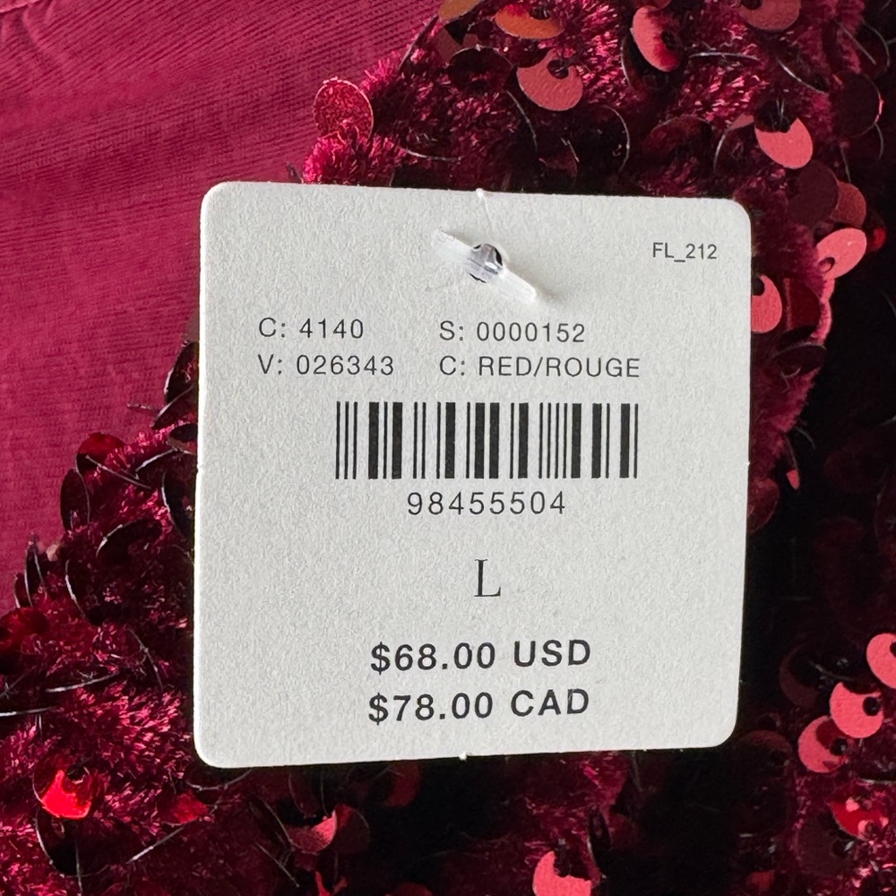 Anthropologie Red Sequin Strapless Tube Top Size L NWT Summer Party - Picture 9 of 11